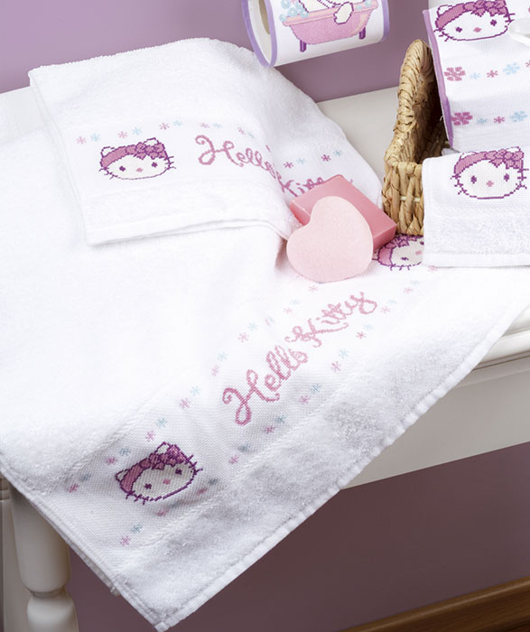 외국 십자수패키지 Vervaco/ 타올 Hello Kitty IN THE BATH ROOM-0148214