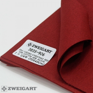 쯔바이 자수원단 25카운트-LUGANA-CHRISTMAS RED/3835-906