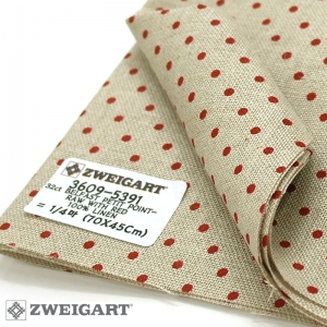 쯔바이 자수원단 32카운트-BELFAST PETIT POINT-RAW WITH RED/3609-5391