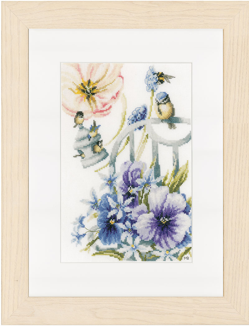 외국 십자수패키지 Lanarte/BLUE TITS AND VIOLETS-0154461(고급케이스)