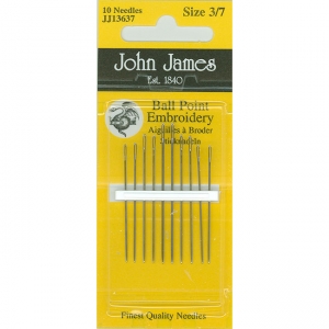 존제임스 일반자수/프랑스자수바늘 Ballpoint Embroidery(뭉툭하고 귀가 크지않은) 3/7호(10개세트)-JJ13637
