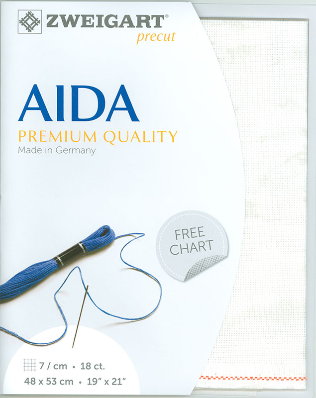 Precut 쯔바이 자수원단 18카운트 Aida Vintage SMOKEY WHITE/3793-1079-PRE