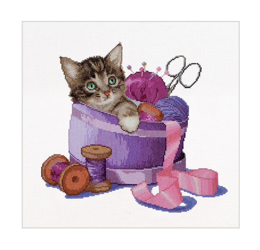 외국 십자수패키지 Thea Gouverneur/ SEWING BASKET KITTEN(16ct)-TG736A