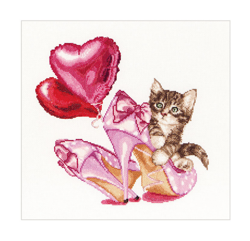 외국 십자수패키지 Thea Gouverneur/ VALENTINES KITTEN(16ct)-TG740A