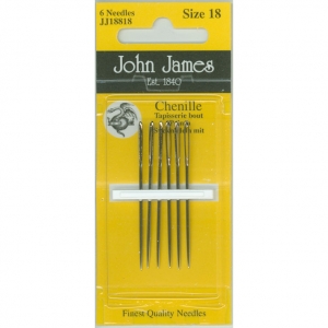 존제임스 리본자수바늘(=크루얼,크루웰=십자수뾰족바늘) Chenille 18호(6개세트)-JJ18818