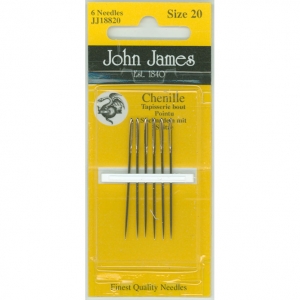 존제임스 리본자수바늘(=크루얼,크루웰=십자수뾰족바늘) Chenille 20호(6개세트)-JJ18820