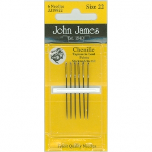 존제임스 리본자수바늘(=크루얼,크루웰=십자수뾰족바늘) Chenille 22호(6개세트)-JJ18822
