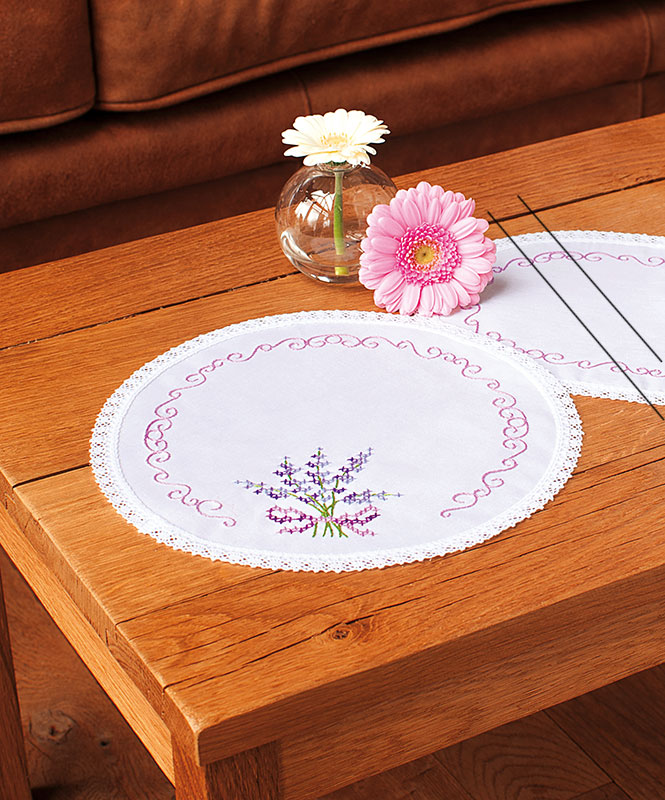 외국 십자수패키지 Vervaco/ 도일리 LAVENDER BOUQUET-0012843