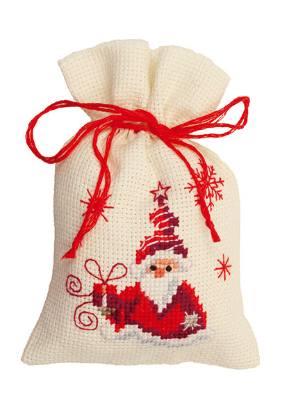 외국 십자수패키지 Vervaco/ 작은주머니 SANTA WITH A PRESENT-0144326
