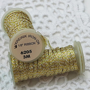Kreinik 다림질접착 메탈릭실 Iron On 1/8인치 리본 6205 Sunflower