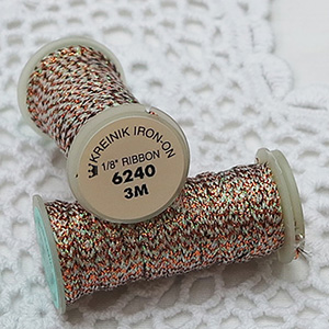 Kreinik 다림질접착 메탈릭실 Iron On 1/8인치 리본 6240 Copper Kettle