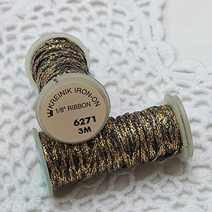 Kreinik 다림질접착 메탈릭실 Iron On 1/8인치 리본 6271 Baroque