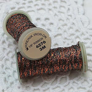 Kreinik 다림질접착 메탈릭실 Iron On 1/8인치 리본 6276 Copperhead