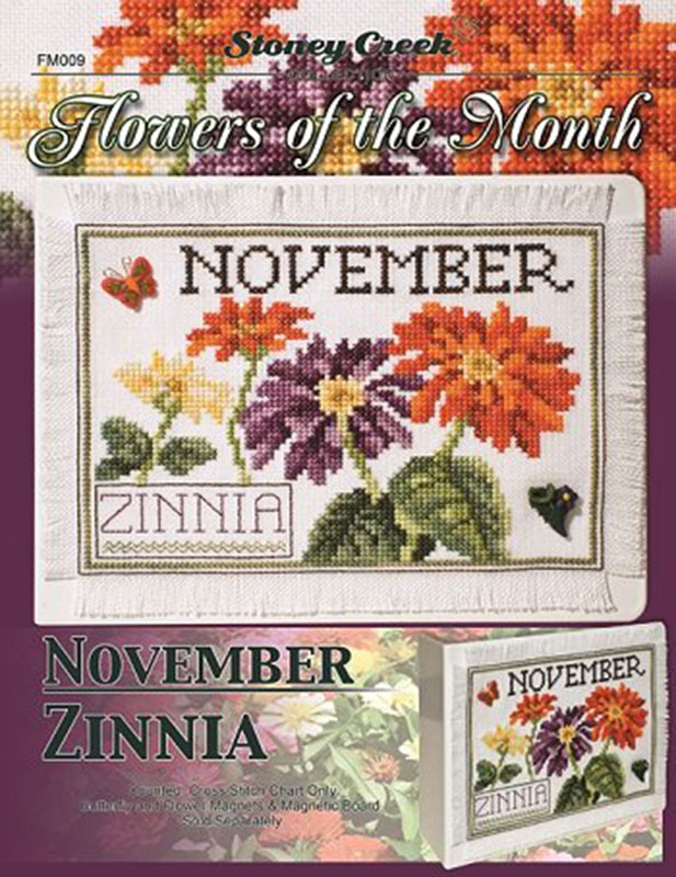 십자수도안책 Stoney/ FLOWERS OF THE MONTH NOVEMBER-ZINNIA-FM009
