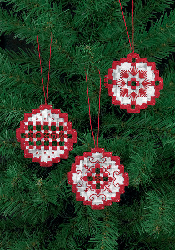 Permin/Hardanger(하덴거패키지) 오너먼트 RED BAUBLE(3개 세트)-01-5626