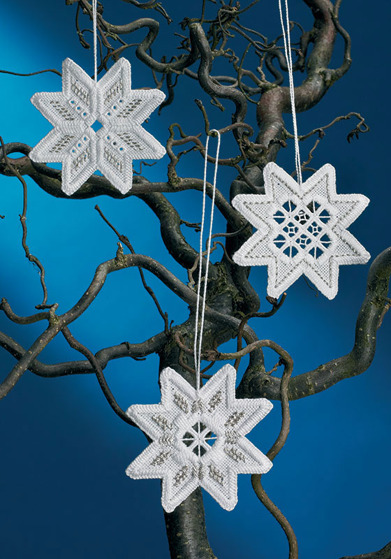 Permin/Hardanger(하덴거패키지) 오너먼트 CHRISTMAS STAR(3개 세트)-01-3646