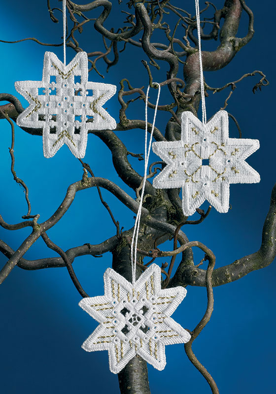 Permin/Hardanger(하덴거패키지) 오너먼트 CHRISTMAS STAR(3개 세트)-01-3647