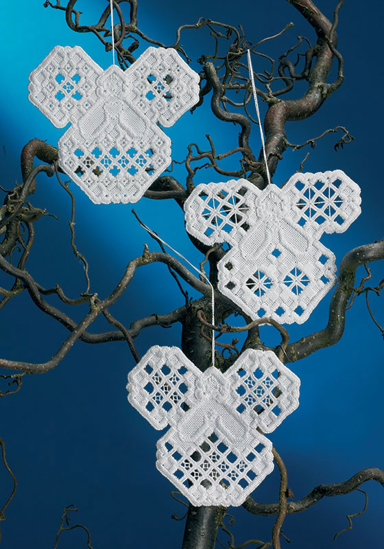 Permin/Hardanger(하덴거패키지) 오너먼트 CHRISTMAS ANGELS(3개 세트)-01-3648
