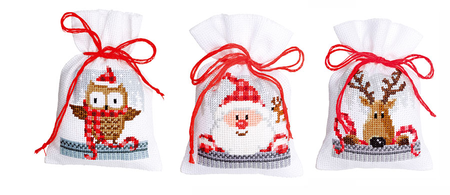 외국 십자수패키지 Vervaco/ 작은주머니 CHRISTMAS BUUDDIES(3개세트)-0149462