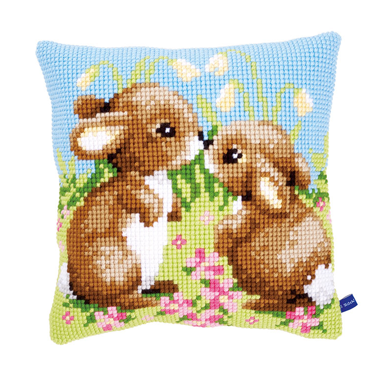 외국 십자수패키지 Vervaco/ Very Easy 털실 LITTLE RABBITS-0021437(칼라프린트 원단)