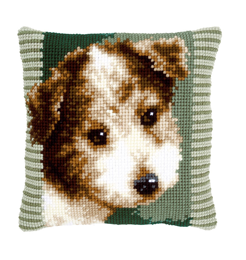 외국 십자수패키지 Vervaco/ Very Easy 털실 TERRIER PUPPY-0148511(칼라프린트 원단)