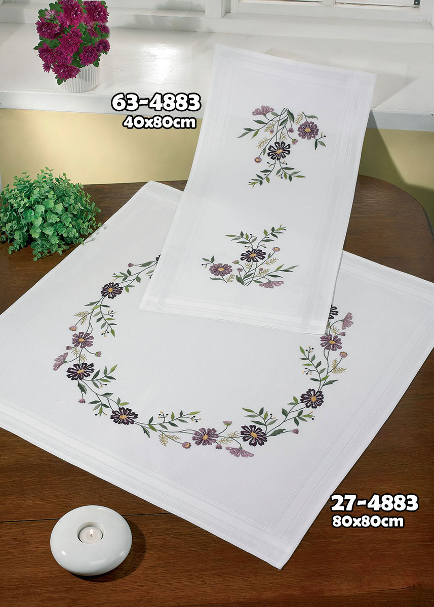 Permin 프랑스자수패키지/ 직사각러너 Flowers-63-4883