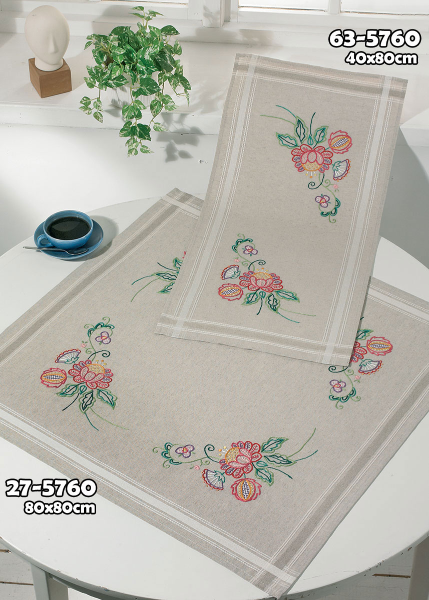 Permin 프랑스자수패키지/ 테이블보 Colorfull flowers-27-5760