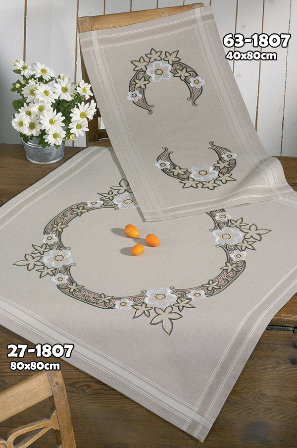 Permin 프랑스자수패키지/ 테이블보 White flowers-27-1807