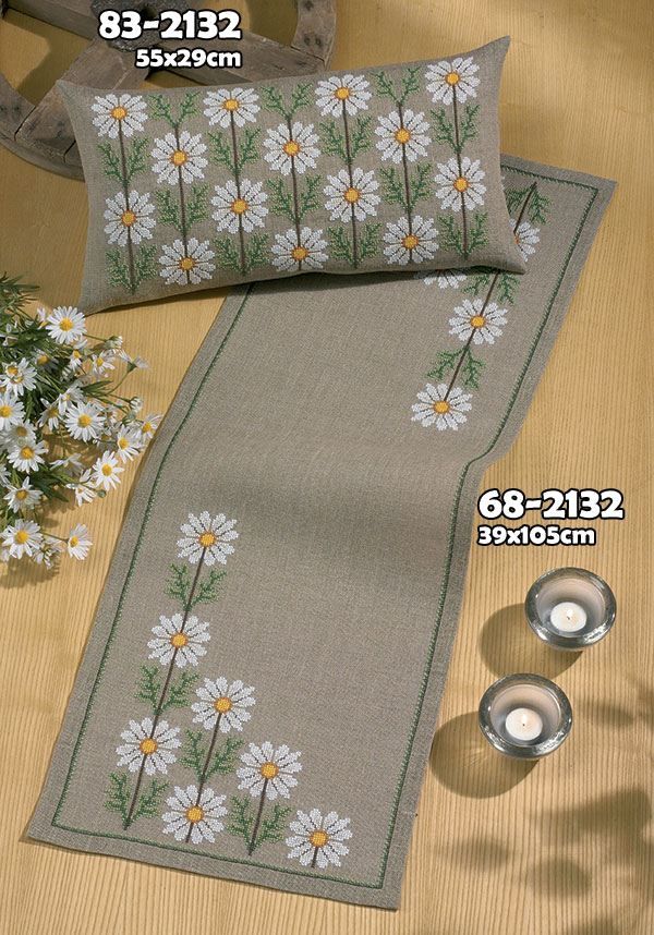 외국 십자수패키지 Permin/직사각러너 또는 쿠션 Daisy Cushion-83-2132