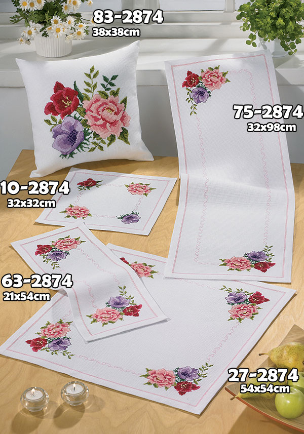 외국 십자수패키지 Permin/테이블매트(또는 쿠션) Flowers-83-2874