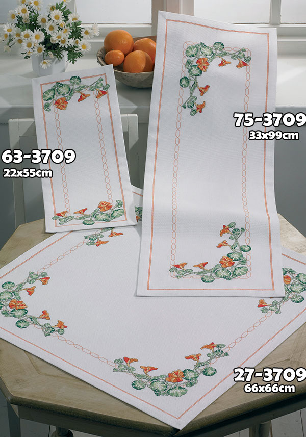 외국 십자수패키지 Permin/직사각러너 Flowers-75-3709