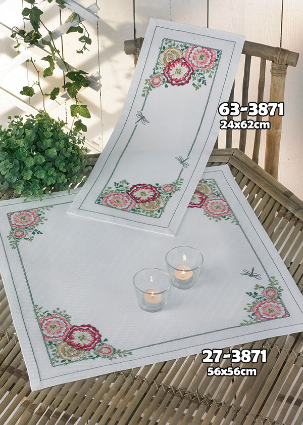 외국 십자수패키지 Permin/직사각러너 Hollyhock-63-3871