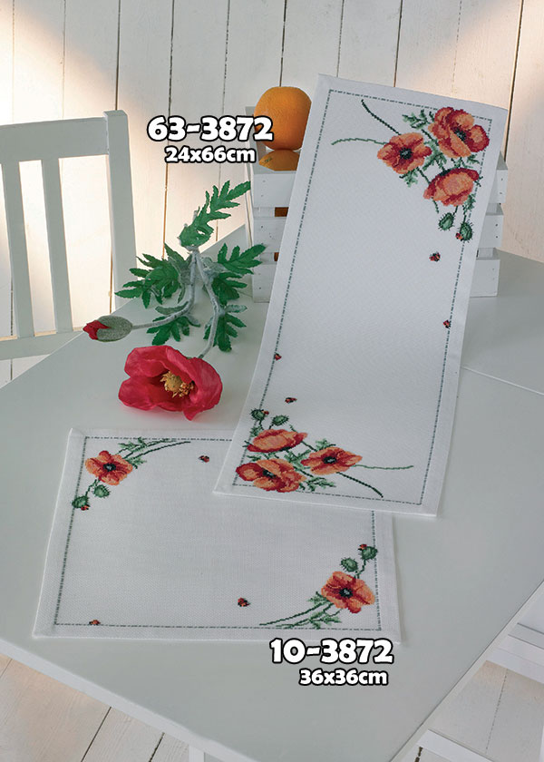 외국 십자수패키지 Permin/직사각러너 Poppy-63-3872