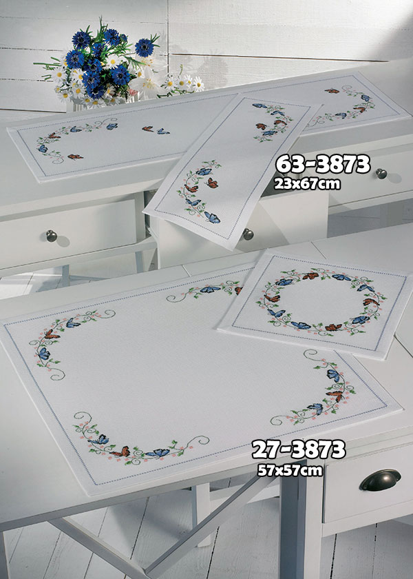 외국 십자수패키지 Permin/직사각러너 Butterflies-63-3873