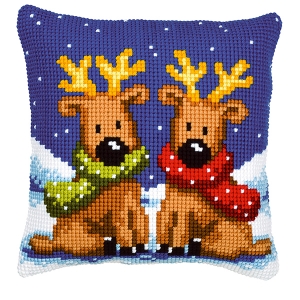 외국 십자수패키지 Vervaco/ Very Easy 털실 REINDEER TWINS-0008726(1200/928)(칼라프린트 원단)