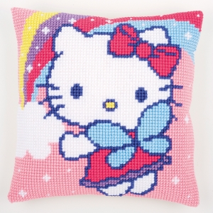 외국 십자수패키지 Vervaco/ Very Easy 털실 Hello Kitty and Rainbow-0151118(칼라프린트 원단)