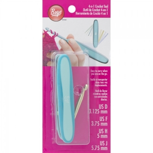 Boye 휴대용 모사용코바늘도구 4-n-1 Crochet Hook Tool Sizes D, F, H, J - 3396-300-DFHJA
