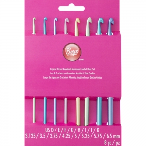 Boye 모사용 코바늘세트 6 Inch Crochet Hook Set Sizes D-K Aluminum(8개세트)-3396-2790-DKM