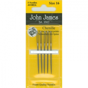 존제임스 리본자수바늘(=크루얼,크루웰=십자수뾰족바늘) Chenille 16호(5개세트)-JJ18816