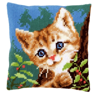 외국 십자수패키지 Vervaco/ Very Easy 털실 Cat on a Tree-0156599(칼라프린트 원단)