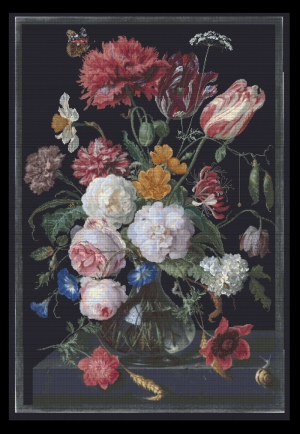 외국 십자수패키지 Thea Gouverneur/ Still Life with Flowers(18ct-Black)-TG785.05A
