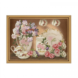 외국 십자수패키지 Nova Sloboda/Flower Tea-HHK3286(배경프린트원단)