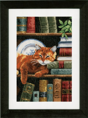 외국 십자수패키지 Vervaco/ Cat on Bookshelf-0158440