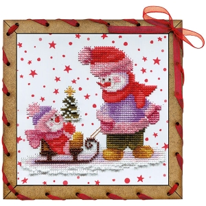 외국 십자수패키지 Nova Sloboda/(Post Card)The first Christmas tree-ОР7545(배경프린트원단)