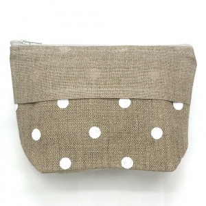 Le Bonheur 파우치/Linen pocket with white polka-dot prints-TLP16