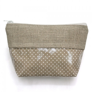Le Bonheur 파우치/Linen pocket with white polka-dot prints-TCE21