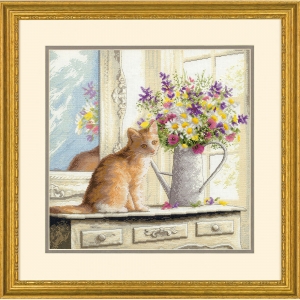외국 십자수패키지 Dimensions Gold/Kitten in the Window-70-35359