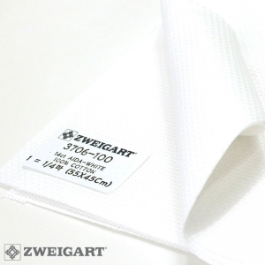 쯔바이 자수원단 14카운트-AIDA-WHITE/3706-100(110Cm폭)