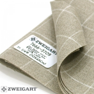 쯔바이 자수원단 32카운트-Belfast Carre-White사각줄 on Raw/7666-3709