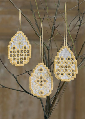 Permin/Hardanger(하덴거패키지) 오너먼트 Easter(3개 세트)-01-6822